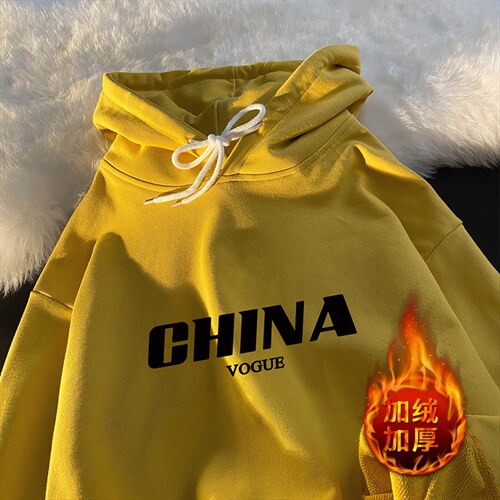 WY2001-P35 加绒款-P40 纯棉连帽卫衣男大码运动帽衫宽松薄外套男图片