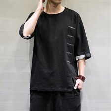 春夏风棉麻七分短袖t恤男宽松大码上衣DSA008/T063/P60，男装T恤，电商A008