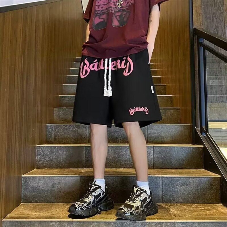 抽绳运动短裤男日系港风裤子夏季薄款宽松五分裤KK234-P35,男装牛仔裤,星座911-3
