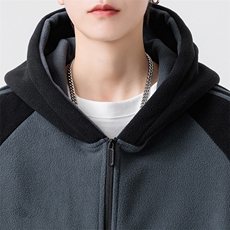 主推摇粒绒三条杠撞色连帽男士外套青少年5XL-8XL批53W25919-48，女装短外套，星座210-1