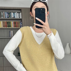 韩系设计感假两件洋气上衣时尚内搭针织衫女马甲俩件套薄毛衣秋冬图片