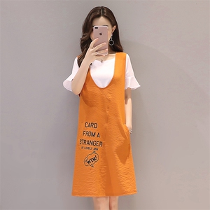 套装/套裙 2021年夏季 优雅 甜美 简约 短袖 纯色 内衣+字母 无袖 吊带裙图片