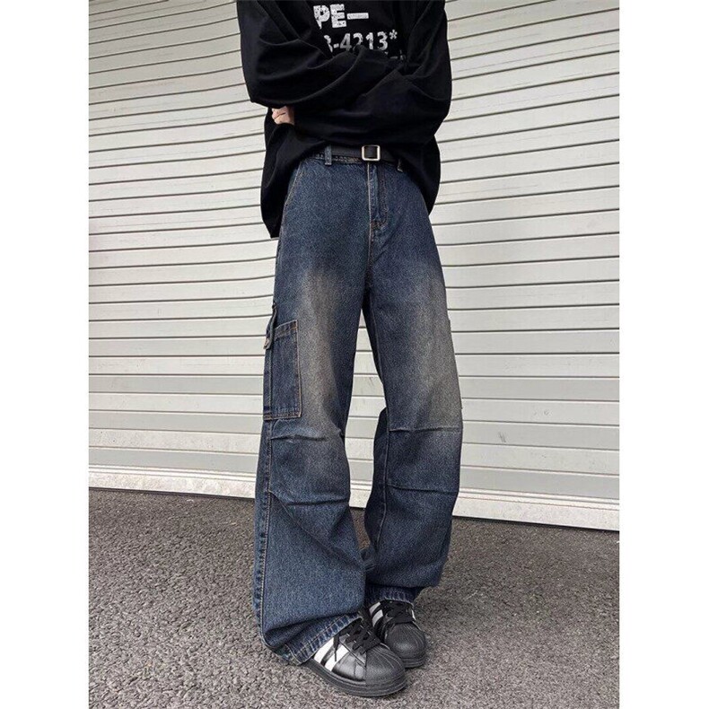 2025新款美式大口袋工装牛仔裤高街vibe伞兵阔腿裤现货K8263-P50,男装牛仔裤,星座512-3