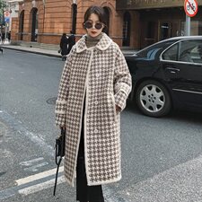 大货2021高点击气质千鸟格大衣衣浙宝163-2010，女装毛呢外套，拾菱