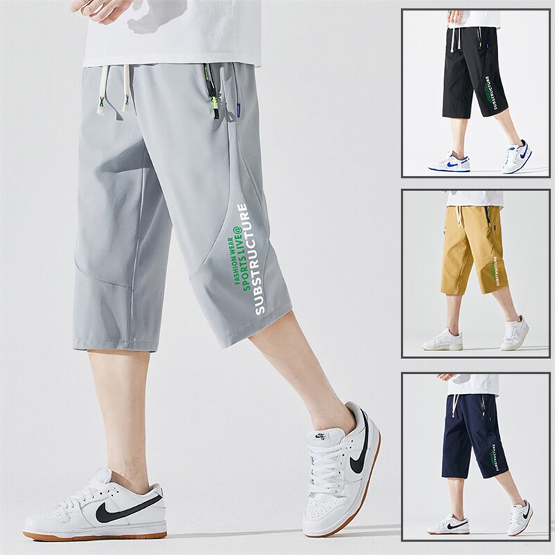 2025夏季新款男士七分裤时尚休闲马裤潮流男裤子KZ1087-P28，男装休闲裤，星座217-4