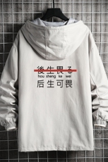 JK41028-P85加款-P115纯连帽夹克男士大码工装夹克男网格，男装夹克，电商A040A
