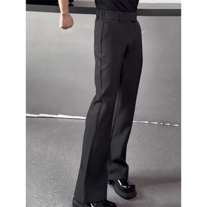 黑色高腰显瘦微喇裤男款高级感休闲裤子cleanfit垂感弯刀加绒长裤图片