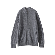 秋冬季新款简约时尚百搭男士半高领羊绒开衫男装，男装羊绒套衫，米田羊绒