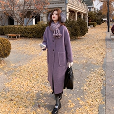 新款70羊毛大衣送围巾2D014-10053-P275-K398，女装毛呢外套，2D014