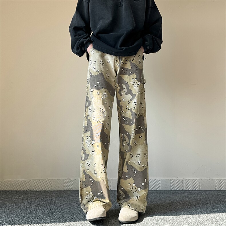 美式复古沙漠迷彩工装裤休闲宽松情侣裤XZ610A-1-YK821-P65,男装休闲裤,星座610A-1
