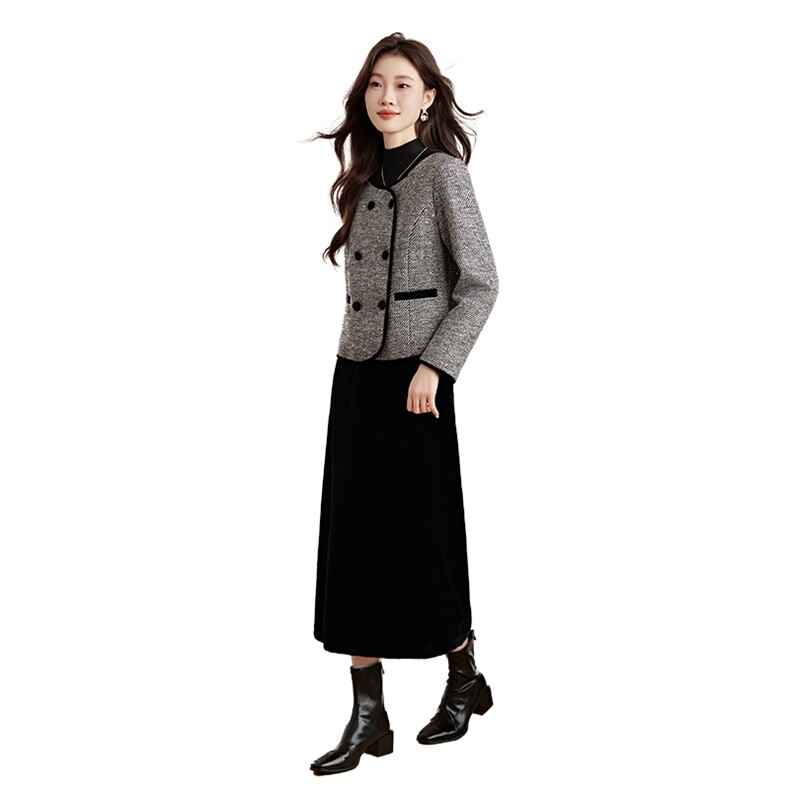 2025冬季新款！时尚通勤好看小香风加绒套装,女装羽绒服,丽莎妳雅