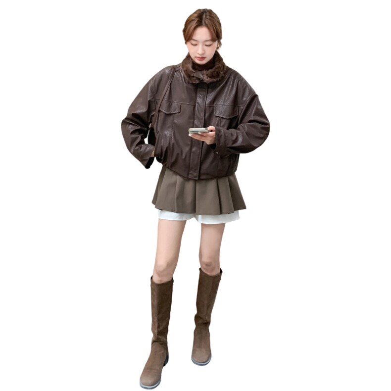 25冬季新款皮毛一体厚绒皮衣外套2B138-803P235K360,女装皮衣,2B138