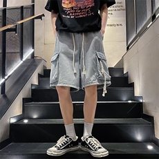 工装牛仔短裤男港风潮流大口袋个性帅2026夏季ins五分裤RK510-P43，男装牛仔裤，星座412