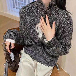 时尚韩版羊毛衫女短款宽松百搭开衫毛衣图片