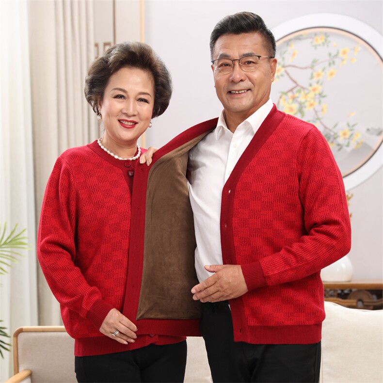 2025年秋季中老年装方块情侣时尚百搭通勤休闲简约外套,女装羊毛衫,亚东羊绒制品