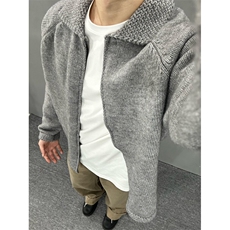 【有货】M349CC-特P65翻领毛衣开衫男慵懒拉链开衫针织外套，男装针织衫/毛衣，星座1007（原301D）