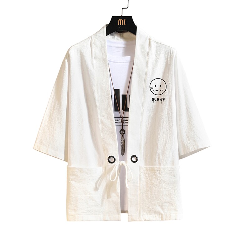 HF59072-P40风汉服男开衫外套七分袖道袍砖墙挂拍,男装民族服装,电商A040A