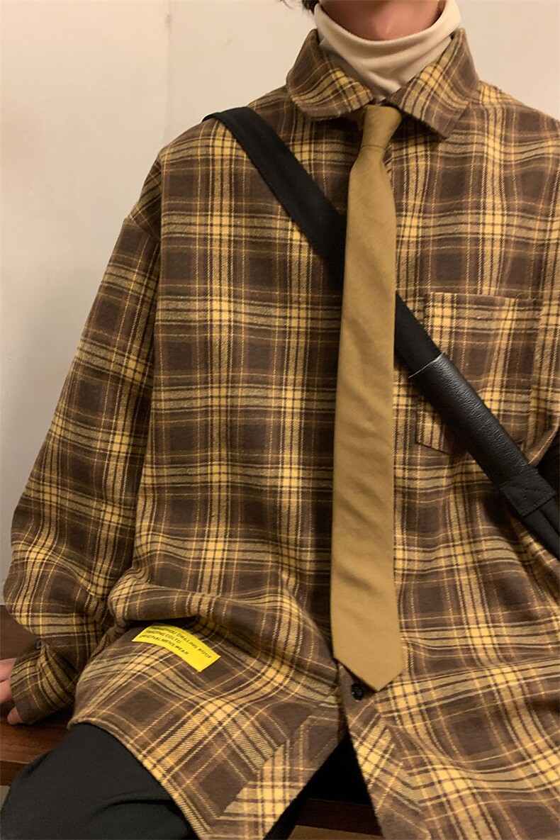 冬季格子衬衫休闲内搭衬衣高级感外套男C2158-特P28/CJ9738-特P40,男装衬衫,电商A007