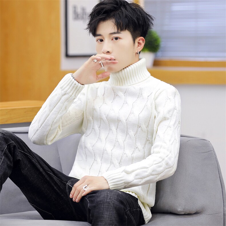 加厚高领男毛衣套头纯色针织衫9301-P50,(6XL,7XL300斤-P55）图片