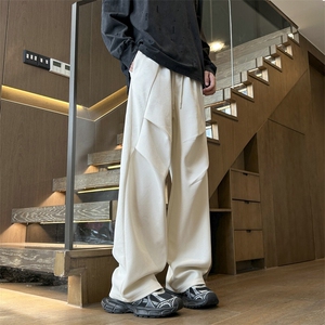 美式褶皱卫裤男高街痞帅垂感宽松阔腿直筒休闲裤504-K215-P45控69图片
