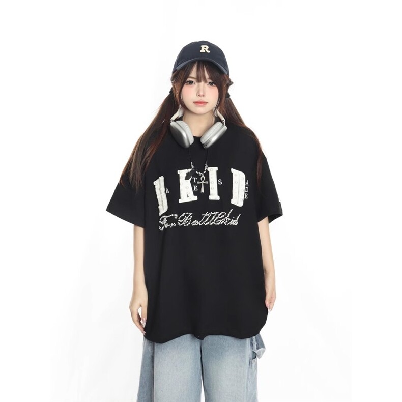 短袖T恤男女夏季潮牌美式复古钉珠高街上衣DTA215-P48,男装T恤,星座208-5