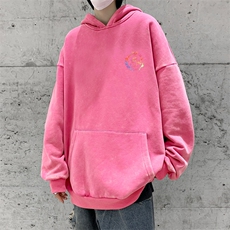 水洗做旧纯棉连帽卫衣男秋季潮牌松弛感泼墨涂鸦宽松痞帅上衣外套，男装卫衣，星座517A-2