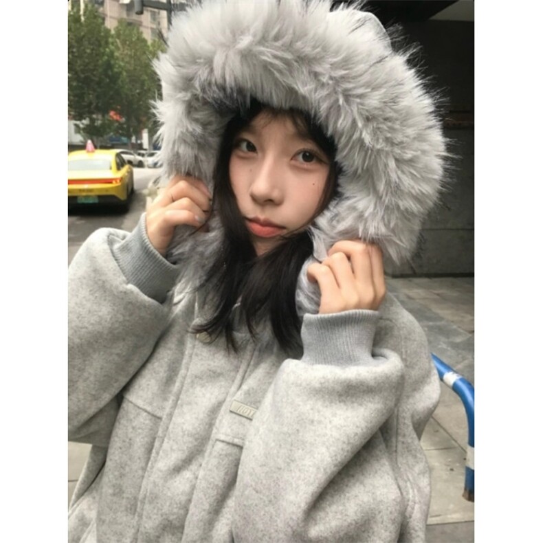 1506-1/W78861/P99大毛领连帽棉服男女冬季美式拼接毛呢外套,男装棉衣,星座1506-1