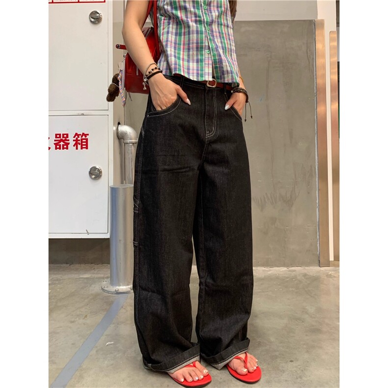 N1259-P50刺绣解构廓形丹宁原色牛仔裤,男装牛仔裤,电商B323A