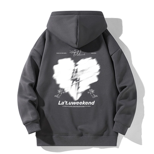 抖音得物 高品质印花连帽卫衣 秋冬装美式宽松连帽纯色卫衣ADL121图片