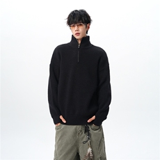 8XL-M立领半拉链毛衣男大码慵懒风宽松日系针织衫外套MY19002P78，男装针织衫/毛衣，电商B312