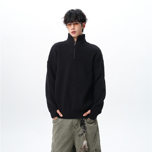 8XL-M立领半拉链毛衣男大码慵懒风宽松日系针织衫外套MY19002P78图片