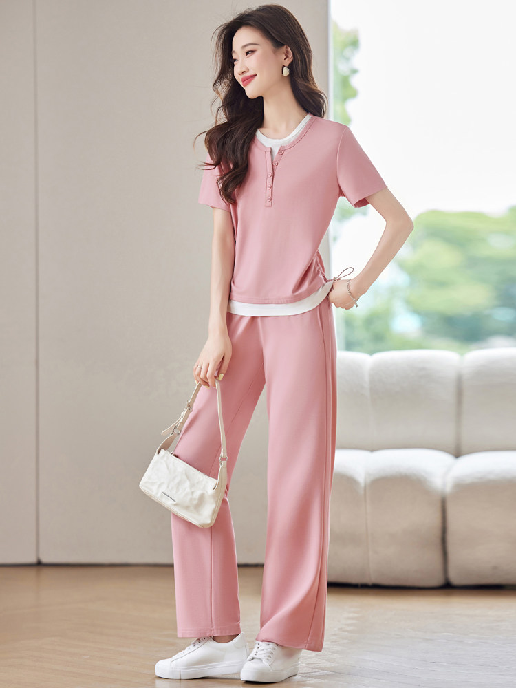 2025年夏季新款休闲针织大码女装两件套现货,女装大码女装,乐吉娜