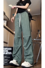 得物二开！初秋灯芯绒休闲裤直筒伞兵裤K839特P38控58，男装休闲裤，电商A309
