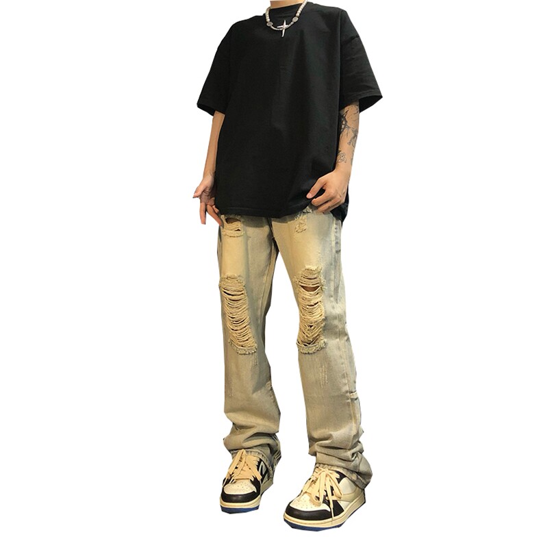 夏季美式高街ins破洞拉拉牛仔裤货号K715P55,男装牛仔裤,电商A063