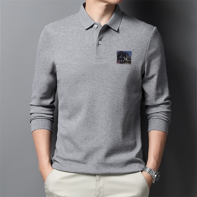 长袖T恤男秋季新款纯棉中年商务休闲爸爸装POLO衫体恤上衣服男装,男装T恤,电商B212（原钱塘6029）
