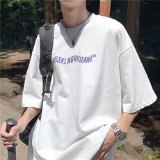短袖t恤夏季薄款ins潮牌简约字母情侣上衣宽松学生半袖体恤衫，男装T恤，星座716-4