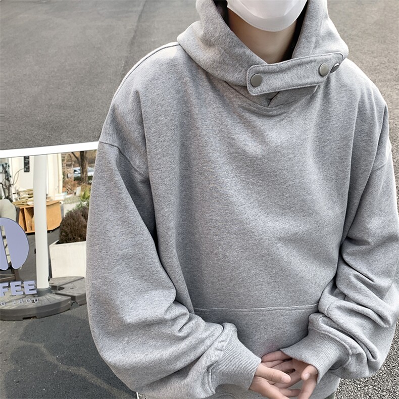 连帽卫衣男宽松潮牌美式高街灰色纯色情侣外套1001-1-WY107-P45,男装卫衣,星座1001-1