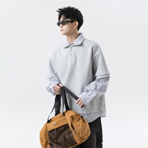 学院风条纹拼接假两件卫衣男 XH105-特p55图片