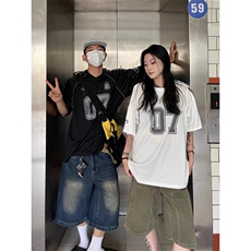 kyStyle潮牌嘻哈街舞半袖oversize短袖bf风情侣装夏季短袖T恤，男装T恤，四季星座505