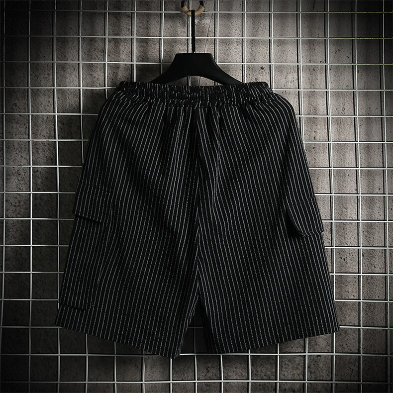 8XL~M挂拍2023夏季新款条纹工装短裤男加肥加大码休闲五分裤控68,男装休闲裤,钱塘717(原712)