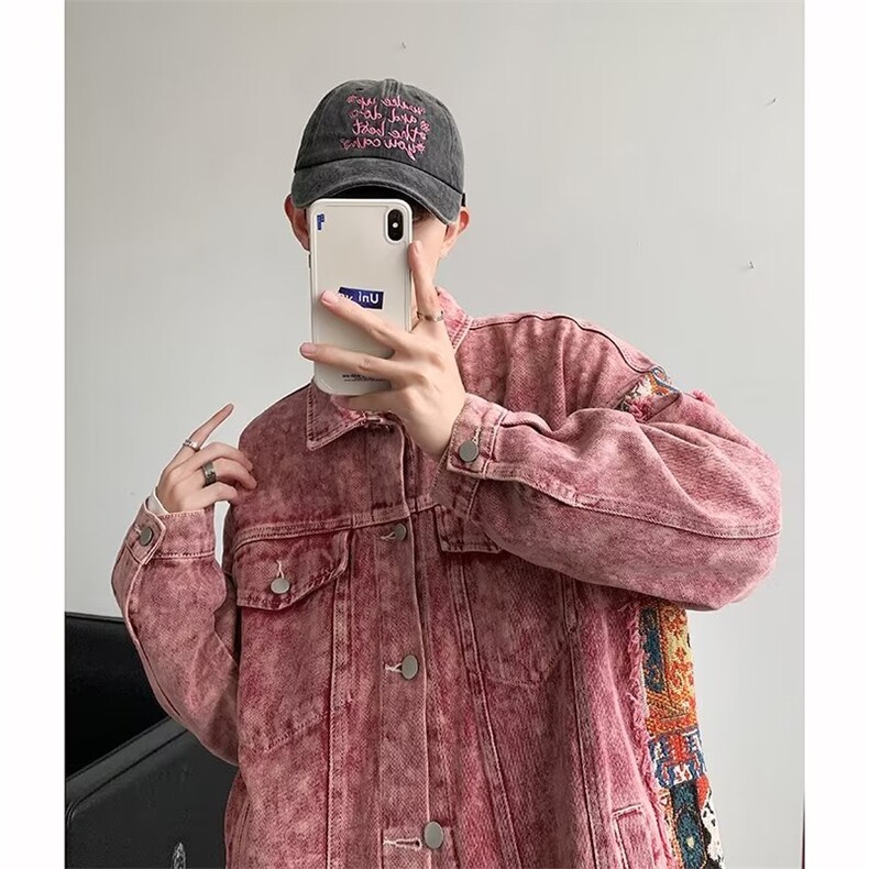 春季新款牛仔外套男女潮牌日系宽松复古做旧水洗牛仔夹克潮流,男装夹克,星座716-3