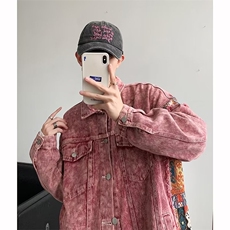 春季新款牛仔外套男女潮牌日系宽松复古做旧水洗牛仔夹克潮流，男装夹克，星座716-3
