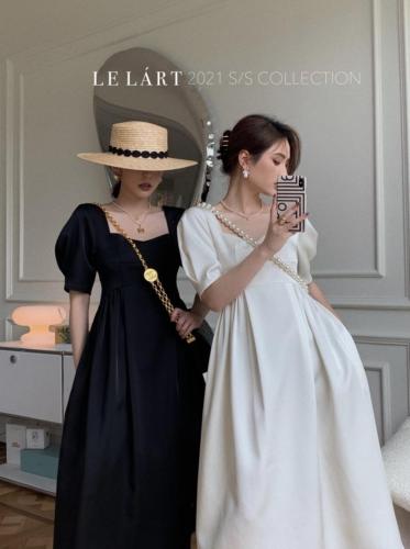 LELáRT夏季泡泡袖连衣裙图片