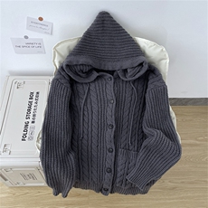 麻花高克重连帽毛衣男女25秋冬季慵懒高级感针织开衫外套Y059-P58，男装针织衫/毛衣，星座308B-2