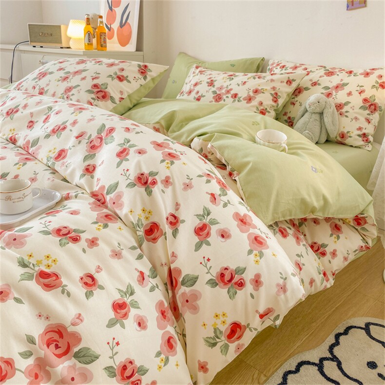 2023新款13070全棉喷气小清新印花系列四件套，床品套件，一起卖家纺
