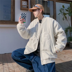 美式复古棒球服春秋新款重磅刺绣宽松型立领夹克潮牌外套 W8828图片