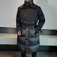 冬季拼接设计感羽绒棉服外套长款过膝宽松加厚小众棉服男M129P235，男装棉衣，电商B267