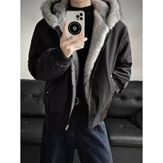 网图冬季美式大毛领连帽棉衣潮流宽松座山雕情侣棉服外套，男装棉衣，电商C307