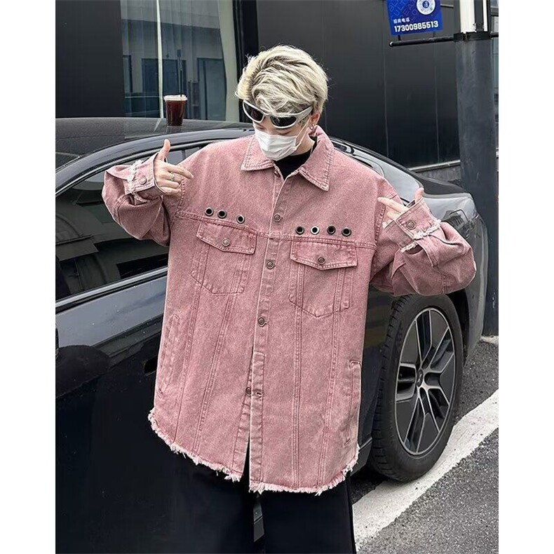 复古翻领牛仔夹克男长袖休闲百搭情侣外套8280P80,男装夹克,星座410-2