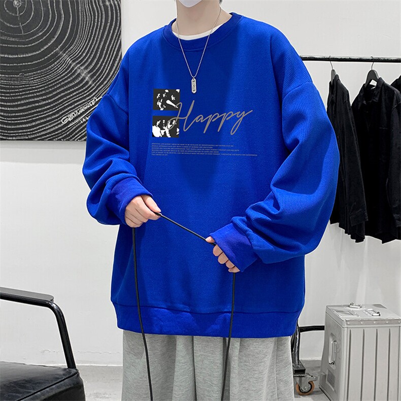 5XL华夫格卫衣男大码胖子圆领长袖t恤HW76431-P30,男装T恤,电商A040